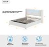 Polsterbett 160x200cm Bett mit LED-Lichtleiste, Bluetooth-Player und USB-Aufladung, Stauraumbett aus PU-Leder, Hochbettkasten, Doppelbett mit Lattenrost Weiß Bild 3