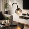 LED Tischleuchte, Metall schwarz, Glas rauch, H 57,5 cm Bild 3