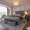 Polsterbett 180x200 cm mit 4 Schubladen, 2 Nachttischen, LED-Leselampen & USB/Type-C Ladeanschluss, Samt Grau Bild 4