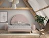 Polsterbett 140x200 und 2 Polsterhocker MOON inkl. Lattenrost Boucle Stoff Rosa Bild 2