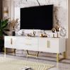 TV-Schrank 170 x 40 x 53,5 cm mit 4 Türen und 2 mittigen Schubladen – Hochglanz in Weiß aus MDF Bild 5