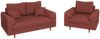 S-Style Möbel Polstergarnitur 2+1 Zara mit Braun Holzfüßen im skandinavischen Stil aus Cord-Stoff, (1x 2-Sitzer-Sofa, 1x Sessel), mit Wellenfederung Bild 2