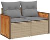 vidaXL 5-tlg. Garten-Sofagarnitur mit Kissen Beige Poly Rattan Akazie 3327657 Bild 4