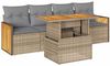 vidaXL 5-tlg. Garten-Sofagarnitur mit Kissen Beige Poly Rattan Akazie 3327657 Bild 2
