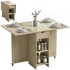 HOMCOM Klapptisch mit Schublade und 2 Ablagen (Moderner Esszimmertisch, Esstisch Klappbar), für Kleine Räume, Esszimmer, Küche, 114,5 x 70 x 75 cm, Natur Bild 2