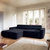 Selsey 'Fando' Ecksofa mit elektrischem Sitzauszug, Ottomane links, Chenille Navyblau Bild 2