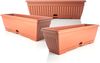 BigDean 3x Blumenkasten Balkon mit Untersetzer - Terracotta 50 cm Balkonkasten Pflanzkasten Blumenkasten mit Wasserspeicher für Innen- & Außenbereich geeignet - Made in Europe Bild 2