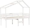 vidaXL Hochbett mit Dach Weiß 90x200 cm Massivholz Kiefer 3282053 Bild 3