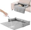 HEYHIPPO Hundematte Wasserdichte Sofakissen, Auto-Haustierkissen, karierte Hundematratzen, waschbares Haustierbett für Hunde und Katzen 90 x 120 cm, Hellgrau, Sofabezug, weicher waschbarer Möbelschutz, Katzen Hundeschlafmatte Bild 2