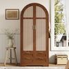 Kleiderschrank 179cm geschwungene Türen Rattan Walnuss Stange Schubladen bis 80 kg Bild 2