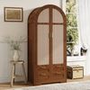 Kleiderschrank 179cm geschwungene Türen Rattan Walnuss Stange Schubladen bis 80 kg Bild 3