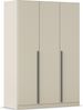 rauch Kleiderschrank Alba, Drehtürenschrank, Garderobenschrank, 3-türig, mit 2 Kleiderstangen, 2 Einlegeböden und Schubladeneinsatz, Farbe Champagner, Beige, Griffstange Grau metallic, Schwarz, 136x197x54cm Bild 3