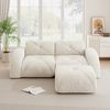 Flieks Modulares Sofa 2-Sitzer mit Hocker, Cloud Sofa mit runden Armlehnen, Chenille weich, rahmenlos bodennah, Lounge Sofa, Beige Bild 2