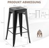 4er Set Barhocker mit Fußstütze Sitzhöhe 76cm bis 150kg Belastbar Stapelbare Tresenhocker Schwarz Bild 3