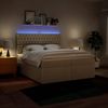 vidaXL Boxspringbett mit Matratze und LED-Beleuchtung, Holzwerkstoff creme, 200x200 cm Bild 5