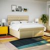 vidaXL Boxspringbett mit Matratze und LED-Beleuchtung, Holzwerkstoff creme, 200x200 cm Bild 4
