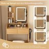 STILVORA Schminktisch mit spiegel und beleuchtung Frisiertisch Kosmetiktisch mit Hocker (Schminktisch mit LED-Spiegel, Hocker, Steckdose, Fönhalter, Holzwerkstoff, LED dimmbar, kompakt, 60×36×130cm, stabil), für Schlafzimmer, Studentenwohnheim, kleine ... Bild 4