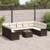 vidaXL Gartensofa-set mit Kissen 10 pcs Braun Poly-Rattan 3345528 Bild 3