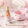 Norvéa Home Teeservice Matcha Set Rosa Herzdekor – 6-tlg. Matcha-Zubehör aus Keramik, 6 tlg. Set für traditionelle Matcha-Zubereitung Bild 2