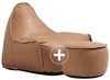 RETROit Dunes Sitzsack Sparset Sessel mit Hocker aus Naturleder Camel Bild 2