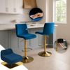 CLP Barhocker Hover Samtbezug höhenverstellbar drehbar mit Rückenlehne,blau Metall gold Bild 4