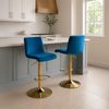 CLP Barhocker Hover Samtbezug höhenverstellbar drehbar mit Rückenlehne,blau Metall gold Bild 3