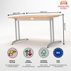 Rheinland Möbel Statio Schreibtisch 120x80 cm höhenverstellbar ±10 mm in Buche – ergonomischer Bürotisch für Homeoffice & Büro, C-Fuß, Kabelwanne, einfache Montage, FSC® zertifiziert Bild 3