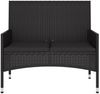 vidaXL Gartenbank 2-Sitzer mit Kissen Schwarz Poly Rattan 319490 Bild 3