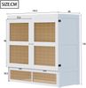 Novelux Schrankbett 140x200 cm Wandklappbett mit Lattenrost & Stauraumschubladen – Kiefernholz Weiß, Rattan-Design, Platzsparendes vertikales Murphy Bett Bild 3