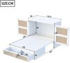 Novelux Schrankbett 140x200 cm Wandklappbett mit Lattenrost & Stauraumschubladen – Kiefernholz Weiß, Rattan-Design, Platzsparendes vertikales Murphy Bett Bild 2