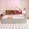 Ausziehbett 90×200/90×190 cm mit LED, Stauraumfächern und Ladeanschlüssen, Hellgrau, ohne Matratze Bild 2