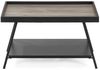 Moderner Couchtisch CUDA 70x70 cm Altholz-Look schwarzes Metallgestell Bild 2