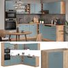 Eckküche R-Line Blau-Grau/Goldkraft Eiche 247 x 46 cm ohne Arbeitsplatte Vicco Bild 2