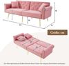 Sofa Sitzfläche 147x85 cm – Samtbezug, 3‑stufig verstellbare Doppel-Rückenlehne, 6 vergoldete Metallfüße,Rosa Bild 3