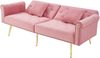 Sofa Sitzfläche 147x85 cm – Samtbezug, 3‑stufig verstellbare Doppel-Rückenlehne, 6 vergoldete Metallfüße,Rosa Bild 5