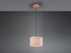 Skandinavische LED Pendelleuchte mit beigem Stoffschirm und Naturholz, Ø 35cm Bild 3