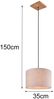 Skandinavische LED Pendelleuchte mit beigem Stoffschirm und Naturholz, Ø 35cm Bild 4