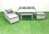 Fimous Polyrattan Gartenmöbel-Set Outdoor 6 Sitzer mit Glasplatte Esstisch Hellgrau gemischt Bild 2