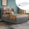Polsterbett mit Leselampe,USB-Ladefunktion,Stauraum,grauer Samt,90x200 cm,inklusive Matratze Bild 2