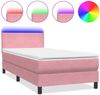 vidaXL Boxspringbett mit Matratze & LED Rosa 90x210 cm Samt 3316676 Bild 2