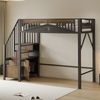 Merax Hochbett 90 x 200 cm, Kinderbett, Einzelbett, Einzigartiges Sicherheitsgehäuse mit Fenster, Sicherheitsleiter mit Spind, Schwarz Bild 5