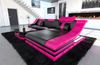 Mini Couch Turino L Form in Leder - Echtleder - schwarz-pink - Rechts Bild 3