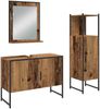 vidaXL Badezimmermöbel-Set mit Regal mit Tür 3 pcs Braun Holzwerkstoff 3334374 Bild 2