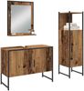 vidaXL Badezimmermöbel-Set mit Regal mit Tür 3 pcs Braun Holzwerkstoff 3334374 Bild 3