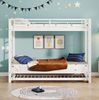 Bett 90x200 cm mit Ausziehbett und hohem Sicherheitsgeländer – Metall-Etagenbett in Weiß Bild 2