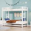 Bett 90x200 cm mit Ausziehbett und hohem Sicherheitsgeländer – Metall-Etagenbett in Weiß Bild 4