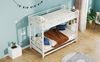 Bett 90x200 cm mit Ausziehbett und hohem Sicherheitsgeländer – Metall-Etagenbett in Weiß Bild 5