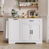 Merax Sideboard mit 3 Türen und einer Schublade, Buffetschrank mit ausziehbaren Regalen für Esszimmer, Wohnzimmer und Küche (Weiß) Bild 2
