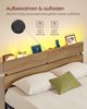 VASAGLE Doppelbettgestell, Bett, 160 x 200 cm, Metallrahmen, LED-Beleuchtung, USB-A- und USB-C-Anschluss, Unterbettaufbewahrung, Industrie-Stil, einfache Montage, naturbraun Bild 3