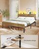 VASAGLE Doppelbettgestell, Bett, 160 x 200 cm, Metallrahmen, LED-Beleuchtung, USB-A- und USB-C-Anschluss, Unterbettaufbewahrung, Industrie-Stil, einfache Montage, naturbraun Bild 2